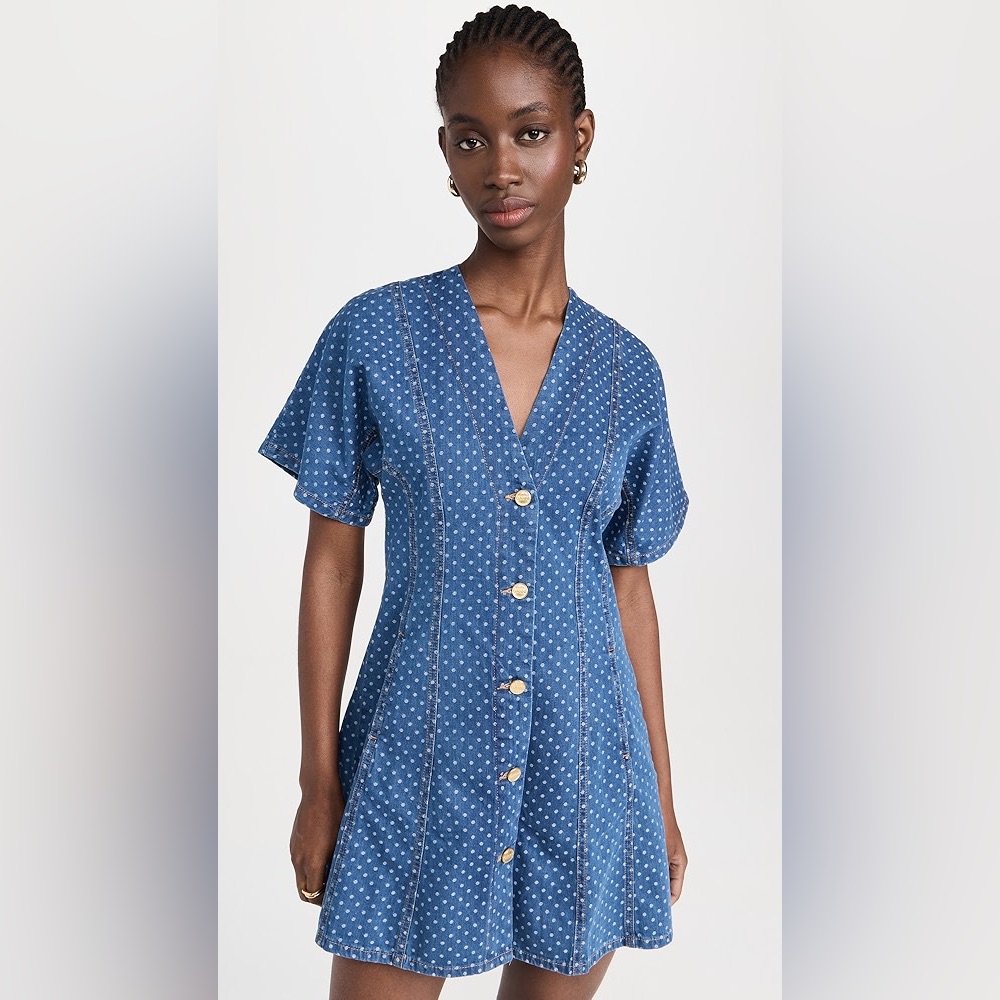 Ganni Blue Polka Dot Mini Dress
